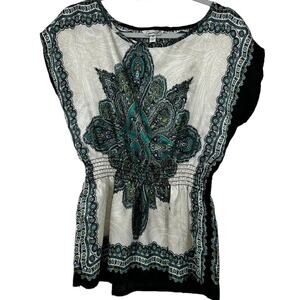 Speechless White & Green Paisley Floral Top Size Medium